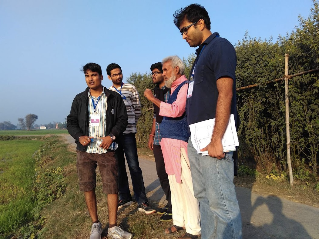 Rahul Maurya and teammates conducting user research with a villager during Jagriti Yatra 2016